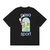 Comércio Exterior Marca da Moda Casa Camiseta Masculina e Feminina de Manga Curta Casablanca Nova Moldura de Porta Logo de Letra Estampado Algodão Puro