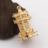Pingente de lanterna de palácio de ouro hexagonal com preservação de cor de cobre fundido, brincos pingentes, acessórios para cabelo, chapéus antigos de Hanfu, material de agitação de degrau de pavilhão
