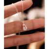 Colar S999 de prata de lei com zircônia em formato de gota d'água para Mulheres verão leve luxo nicho design geométrico corrente clavícula joia de pescoço de prata pura