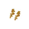 Brincos Flor de Folha de Ouro Retrô Francês Novos para Mulheres Leve Luxo High-end Simples Exquisitos Acessórios de Orelha Frios Tendência