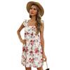 Bai Fen Zhi Yi Amazon Transfronterizo Verano Estilo Dulce Europeo y Americano Estampado Volantes Vestido Camisola Corto