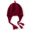 Gorro de Cachemir Tejido con Borlas, Nuevo, Puro, a Prueba de Frío, Moda Retro, Protección para Orejas, Cálido, para Mujer, en Beige