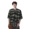 Camiseta de Manga Corta con Rayas Pesadas Americana para Hombre 2025 Nuevo Verano Retro Tendencia Marca Diseño de Rasguño Holgada Media Manga