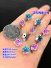Prata Pura s999 Azul Queimado Cola Rosto Sorridente Estrela Contas Separadas Contas Planas Corda de Mão Trançada Pulseira Colar Acessórios DIY Feitos à Mão