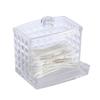 Nueva Caja de Almacenamiento Redonda Larga de Acrílico con Tapa de Bambú para Bastoncillos de Algodón, Patrón de Ladrillo Transparente, Portátil, Combinación Cosmética