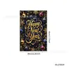 Bandera de Jardín de Año Nuevo 2027 Transfronteriza Feliz Año Nuevo Globo Negro y Dorado Decoración Colgante para Exteriores del Día de Año Nuevo
