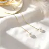 Pendientes de Hilo de Perlas Estilo Japonés Coreano para Niñas Múltiples Formas de Usar Pendientes de Borla Súper Hada a la Moda Pendientes de Acero de Titanio Joyería para Orejas Transfronterizo