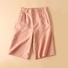 Shorts de Lino de Algodón para Mujer Verano Sueltos Delgados Transpirables Elastómero Cintura Alta Pierna Ancha Pantalones Combinables Adelgazantes Hasta la Rodilla Casuales