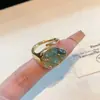 Anillo Abierto de Piedra Natural Incrustada a Mano Estilo Ins Europeo y Americano Anillo Bohemio de Piedra Turmalina Chapado en Cobre Oro Real