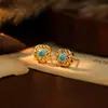Nuevos Pendientes de Trébol de Cuatro Hojas Turquesa Azul Estilo Chino, Modernos y Elegantes, Pendientes Versátiles de Lujo Ligero de Alta Gama, Accesorios para Orejas Retro Franceses