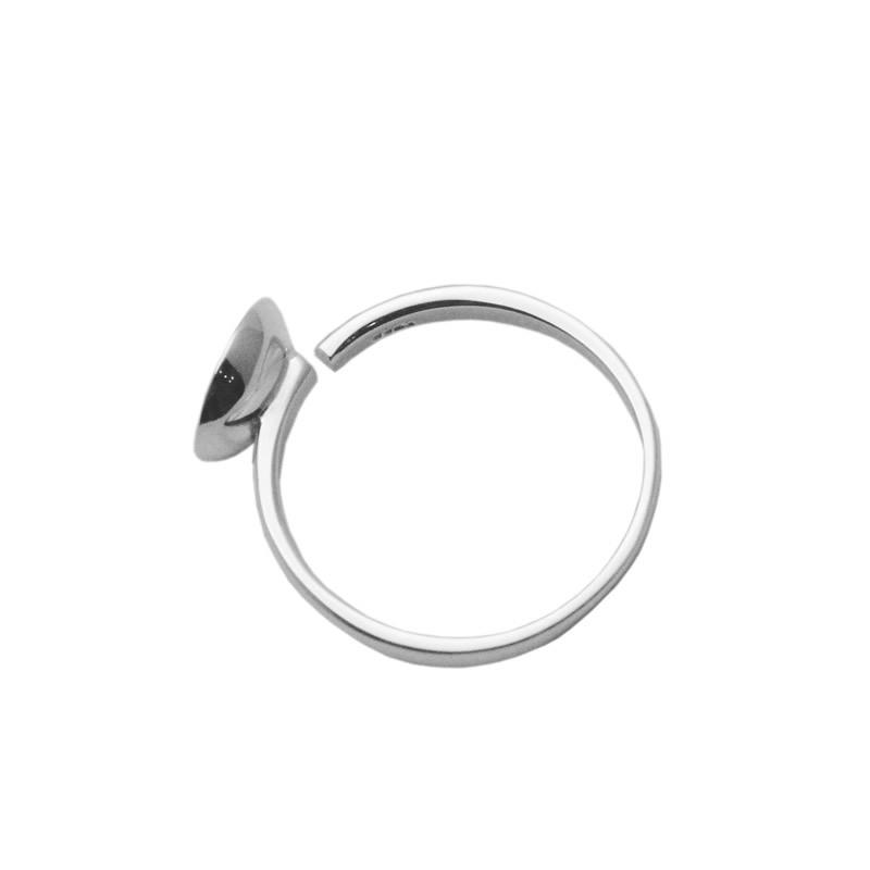 雅缤 银戒托 925女士开口戒指可镶嵌琥珀蜜蜡珠子底托速卖通热卖