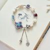 Pulseira mista de cerâmica Jingdezhen estilo étnico fresca para estudantes, temperamento fofo, pulseira feminina tecida à mão