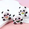 Panda Sonrojado de Dibujos Animados Adorno de Animal de Resina 3D Llavero Colgante Creativo Decoración de Escritorio Coche Micro Paisaje