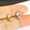 Pendientes de Tulipan de Zirconia Transfronterizos, Pequeños y Delicados, Nuevo Estilo Verano 2025 Pendientes Elegantes para Mujer, Clavos para Hélice
