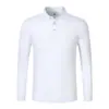 Camisa polo masculina de manga comprida para primavera e outono com logotipo bordado, top liso