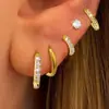 Pendientes Geométricos de Acero Inoxidable Estilo Frío Diamante Sencillos y de Moda Coreanos Chapados en Oro de 18 Quilates Joyería de Alta Gama para Mujeres