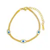 Pulseira de colar de aço de titânio transfronteiriço europeu e americano Olho do diabo de luxo leve simples para todos os jogos Corrente de osso de cobra feminina Jóias sem cor