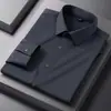 Camisa para Hombre sin Costuras, Caída de Seda de Hielo, Color Sólido, Alta Elasticidad, Camisa sin Planchar, Camisa para Hombre sin Bolsillos, Camisa de Manga Larga para Hombre