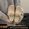 Zapatos de algodón para mujer Birkenstock 2026 estilo nuevo otoño e invierno mocasines de felpa zapatos peludos para uso en exteriores con cierre de velcro y suelas planas de corte profundo