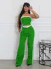 Tw662 Moda Transfronteriza de Verano Europea y Americana Conjunto de Top Tubo Sexy para Mujer con Pantalones Sueltos de Pierna Ancha Amazon