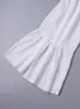 2025 Manga Transfronteriza Europea y Americana Nuevo Sexy Cortado Tirantes Cuello de Una Línea Top Camisa Casual de Gasa para Mujer