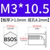 Yishenglong Pernos Remachables para Agujero Ciego de Acero Inoxidable Tuercas Remachables Placa de Presión Hexagonal Rosca Bsos-M3M4
