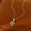 Collar de flor de circonita con gota de agua, cadena para clavícula de lujo discreto, fresco y dulce, versátil y elegante, venta al por mayor de joyería de alta gama