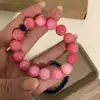 Alta Calidad~Pulsera de Cristal de Piedra Rosa Roja Rosa para Mujer Pulsera de Cristal Blanco Lujo Accesible Cuentas de Transferencia para Mujer