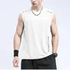 Chaleco de Seda de Hielo para Hombre Moderno Delgado Transpirable de Secado Rápido Deportivo Casual Chaleco Ancho Ropa Exterior Camisa sin Mangas de Cuello Redondo para Hombre Verano