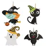 Colgante Decorativo Transfronterizo Nuevo de Madera de Calabaza de Halloween Bruja Murciélago Creativo Pintado Ambiente Festivo