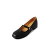 Zapatos Mary Jane básicos, versátiles y de piel de vaca texturizada con tiras diagonales, primavera 2024, tacón bajo, punta redonda, hebilla, zapatos de cuero para mujer