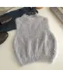 Suéter Sin Mangas Mujer Terciopelo de Visón Gris Pulóver Chaleco Otoño e Invierno Felpa Corta Fondo de Terciopelo Ropa Exterior Top Interior