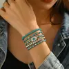 Temu Xiyin Produto Novo Transfronteiriço Estilo Boêmio Contas de Madeira Turquesa Acessórios de Liga Metálica com Contas Fio Elástico Pulseira Feminina
