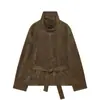 Comércio exterior transfronteiriço feminino veludo manga longa gola alta botões inclinados cintura marcada jaqueta curta para o dia a dia top