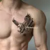 Tatuagem Herbal de Águia de Cabelos Brancos para Homens: Águia Poderosa Abrindo as Asas, Cobertura de Cicatriz, Tatuagem Semi-Permanente à Prova d'Água para Peito e Braço