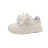 Zapatos Casuales de Suela Suave para Niñas de 6-12 Años Estilo Primavera y Otoño Estilo Princesa Zapatos Blancos Pequeños Velcro Superficie de Cuero Infantil Zapatos Deportivos