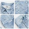 Camisa Floral de Manga Curta Jeans Estilo Americano Retrô Lavada Tie-Dye Verão Masculina e Feminina Ins Moderna Versátil Casual