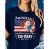 Código Europeo Transfronterizo Día de la Independencia Americana 250º Aniversario Camiseta Floral Comercio Electrónico Transfronterizo Patriótica para Mujer