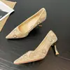 Comercio Exterior Tallas Grandes Estilo Malla Bordado Chino Moda Zapatos Planos sin Cordones tipo Calcetín para Mujer Color Claro Textura Perla Transpirables Zapatos de Mujer