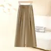 Calça Larga Plissada com Fivela Dupla Personalizada Outono 2026 Novo Estilo Feminina Cintura Alta Emagrecedora Caimento Reto Moda Versátil