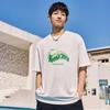 Camiseta de Manga Corta Estampada Diversión de Verano para Hombre, Combinable, Seda Helada Fresca, Estilo Hong Kong, Holgada, de Media Manga, Top Blanco para Pareja
