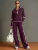 Conjunto de dos piezas de pantalones de punto de pierna ancha con media cremallera, estilo europeo y americano, nuevo, superventas transfronterizos de estación independiente de Amazon, ropa para mujer