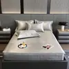 Lujo Ligero Jacquard Carbón Hielo 900D Sábanas Colchonetas Suaves Refrigeradas Clase Amigable con la Piel Transpirable Lavables a Máquina Colchoneta de Seda de Hielo para Dormir Desnudo