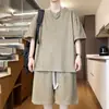 Traje de Manga Corta Texturizado Tie-Dye para Hombre, Verano Holgado Talla Grande Camiseta de Seda Helada Shorts, Traje Deportivo Casual Versátil