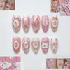 WM-444 Uñas Postizas Redondas Cortas Rococo Rosa Uñas Portátiles con Forma de Corazón de Princesa de Palacio Chica Romántica Venta al por Mayor
