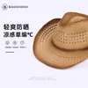 Sombrero de Vaquero Occidental, Estilo Étnico Retro, Sombrero de Jazz Transfronterizo Europeo y Americano, Sombrero de Paja de Verano con Protección Solar