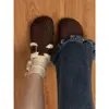 Zapatos de Algodón para Nieve de Invierno 2025 para Mujer, Nuevos, de Suela Gruesa, Forrados de Borrego, para Personas Bajas para Aumentar Altura, Abrigo Exterior Cálido, Antideslizantes, Zapatos Peludos tipo Birkenstock
