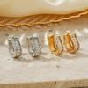 Novos Brincos de Design em U de Luxo Niche com Zircônia Incrustada em Cobre Exquisitos Versáteis Moda Influenciador da Internet Unissex