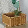 Mesa de Té Cesta de Bocadillos Mesita de Noche Caja de Almacenamiento Cesta con Cajón Cesta de Almacenamiento para Artículos de Baño Marco de Ratán de Plástico