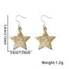 Pendientes de Año Nuevo 2027 Fuegos Artificiales Caja de Regalo Pendientes con Colgante de Estrella de Cinco Puntas Decoración para Fiesta de Nochevieja Pendientes Brillantes Negros y Dorados